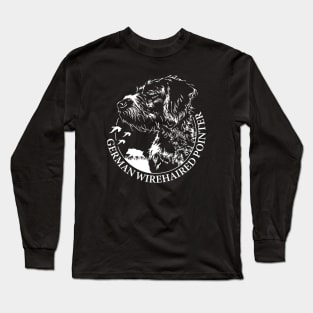 German Wirehaired Pointer Hunting Dog portrait Long Sleeve T-Shirt